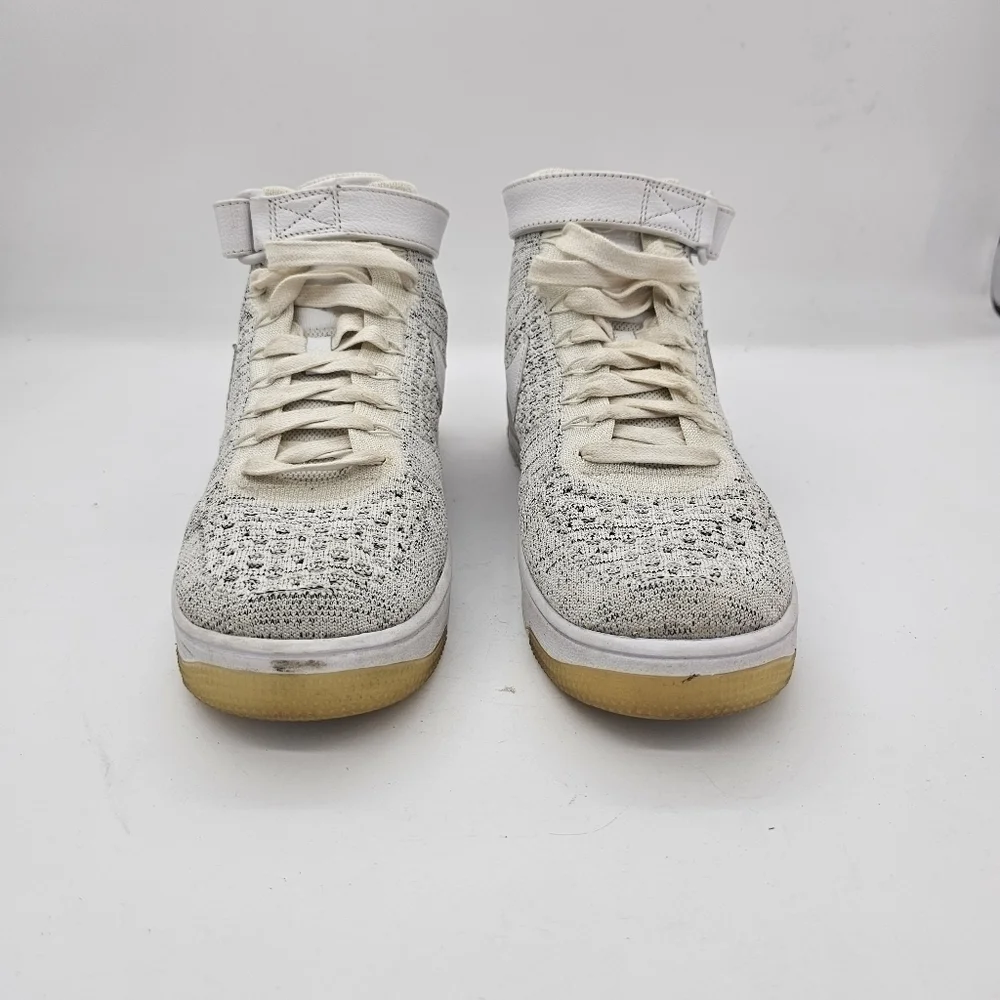 Nike Womens Air Force 1 AF1 Flyknit RARE MID White Ivory Grey Shoes Size 10